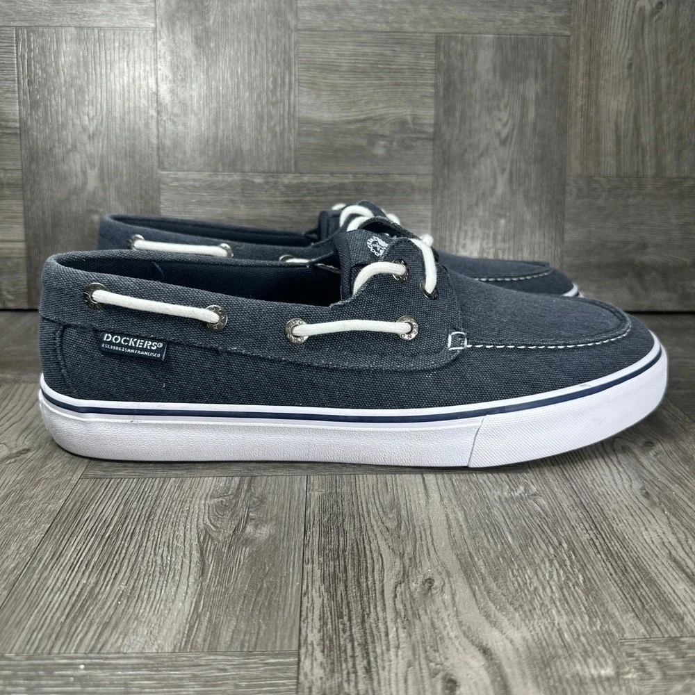 Dockers Boat Shoes Mens 12 Navy Blue Canvas Casual Nautical Loafers NEW